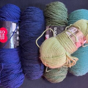 Various acrylic yarn bundle - blue, green